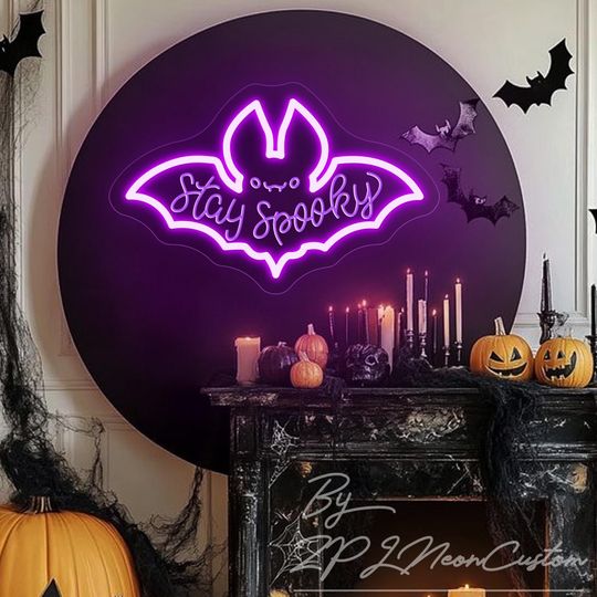 Stay Spooky Bat Neon Sign Custom Halloween Neon Sign Halloween Bat Led Neon Light Home Wall Decor Halloween Party Decor Halloween Gifts