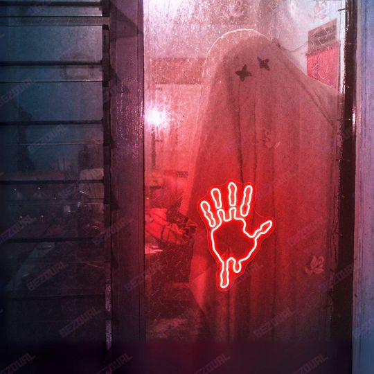 Halloween Dripping Gothic LED Lights Decors Halloween Neon Sign Scary Dark Art Sign Window Halloween Ghost Boo Haunted House Party Wall Art