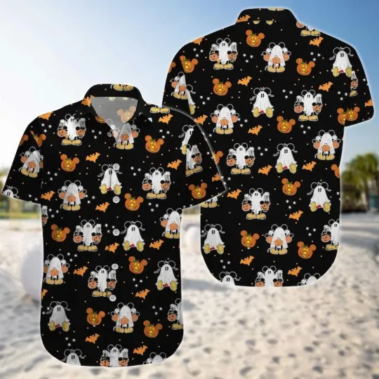 Mickey Mouse Cosplay Boo Trick Or Treat Halloween Pumpkin Hawaiian Shirt