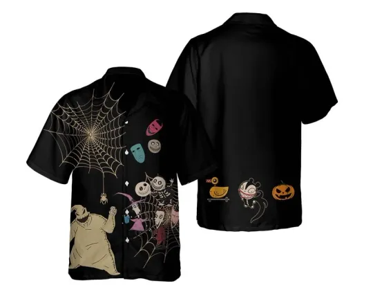 Oogie Boogie Lock Shock Barrel Spooky Spider Web Halloween Hawaiian Shirt