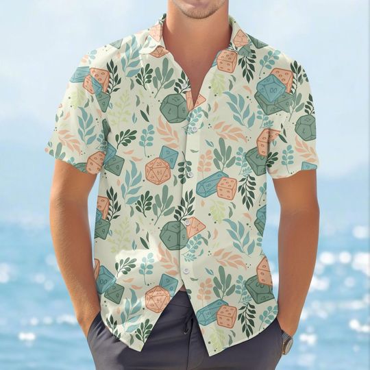 Dungeons and Dragons Hawaiian Shirt, Fantasy RPG Button Shirt for Gamer Vacation
