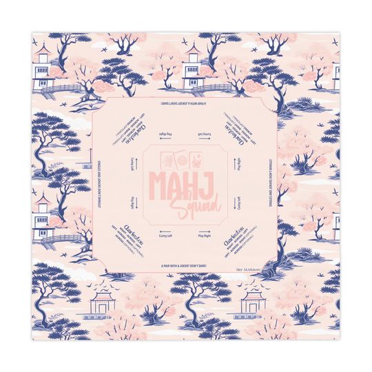 Mahjong Tablecloth for Beginners - Pink Mahjong Mat with Directions - Mahjong Mat with Rules - Mahjong Card Table Cover - Mahjong Gifts