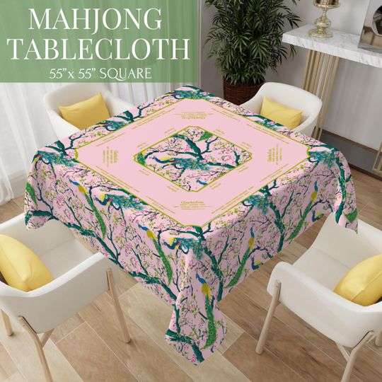 Mahjong Tablecloth with Rules - Mahjong Tablecloth with Directions - Mahjong Mat for Beginners - Mahjong Gifts - Mahjong Tote Bag
