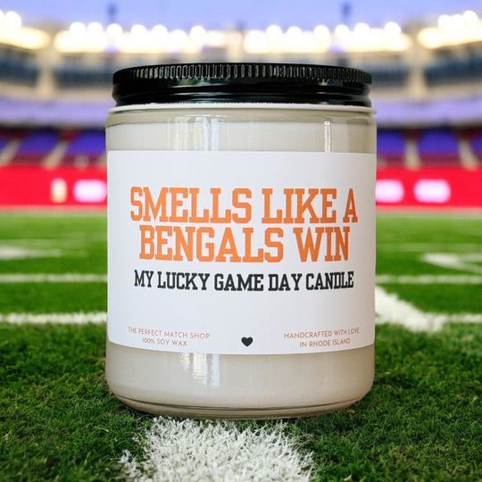 Smells like a Bengals win football Candle Football Gift Football Sunday Gift for him Game Day decor Cincinnati Bengals
