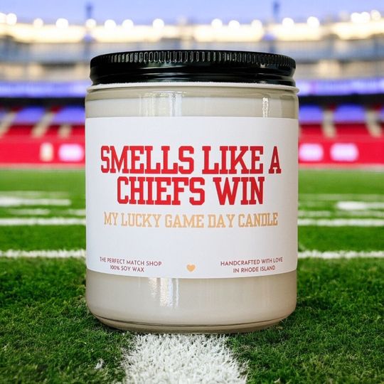 Smells like a Chiefs win football Candle Football Gift Football Sunday Gift for him Game Day decor Kansas City Chiefs