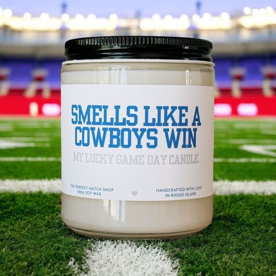 Smells like a Cowboys win football Candle Football Gift Football Sunday Gift for him Game Day decor Dallas Cowboys