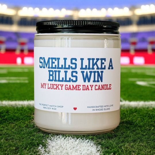 Smells like a Bills win football Candle Football Gift Football Sunday Gift for him Game Day decor Buffalo Bills