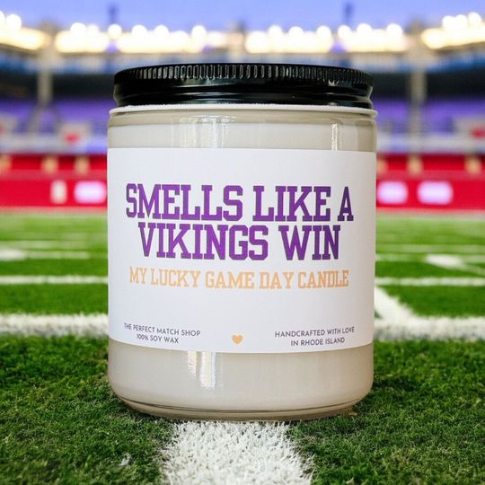 Smells like a Vikings win football Candle Football Gift Football Sunday Gift for him Game Day decor Minnesota Vikings