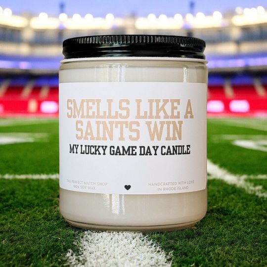 Smells like a Saints win football Candle Football Gift Football Sunday Gift for him Game Day decor New Orleans Saints