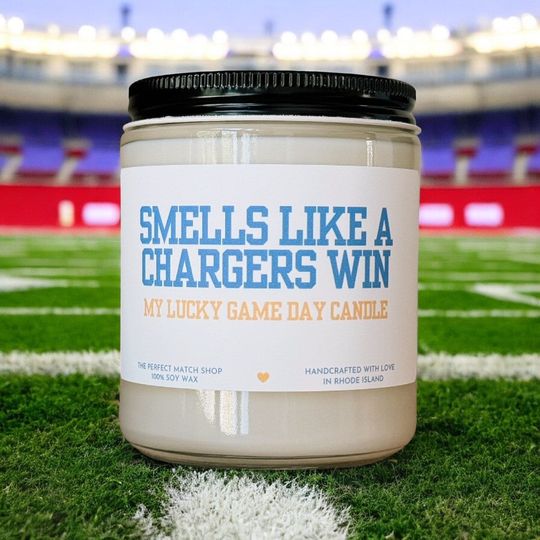 Smells like a Chargers win football Candle Football Gift Football Sunday Gift for him Game Day decor Los Angeles Chargers