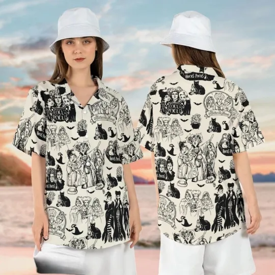 Sanderson Sisters Bad Witches Hocus Pocus Happy Halloween Hawaiian Shirt