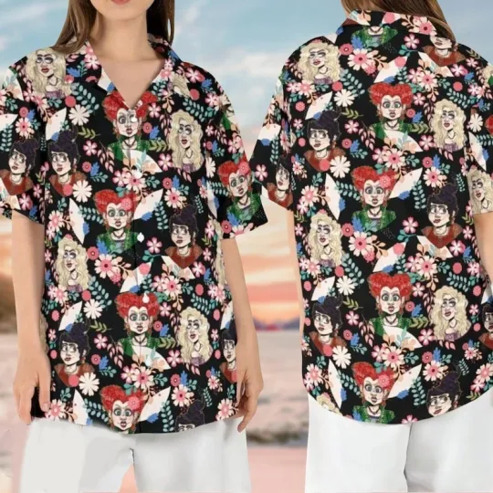 Sanderson Sisters Bad Witches Spooky Halloween Hocus Pocus Hawaiian Shirt