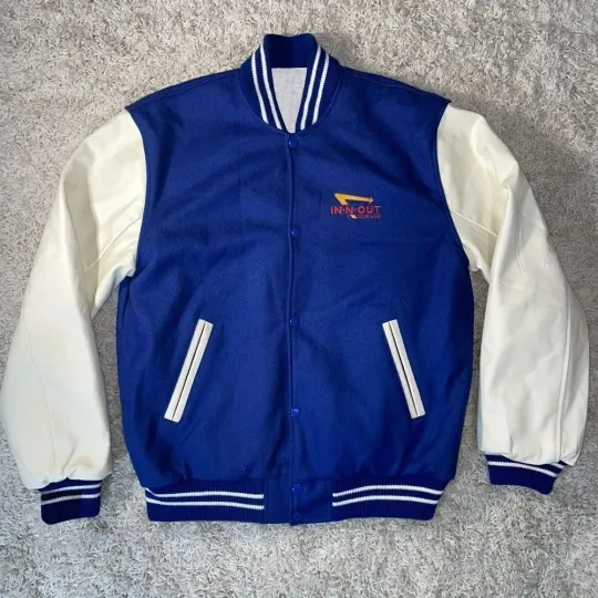 Letterman Burger In N Out Blue and White Varsity Jacket