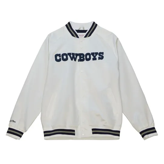 Dallas Cowboys Satin Mitchell & Ness Men's Baseball Jacket - White