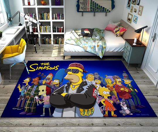Simpsons Rug, Funny Rug, Colorful Rug, Legend Rug, Custom Area Rug, Anime Decor, Gift