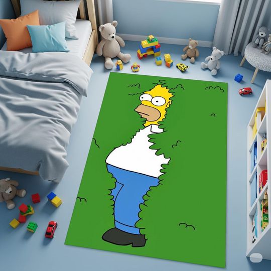 Homer Simpson "Bush" Rug, Peekaboo Design, Ultra-Thin Non-Slip Mat, Cartoon Decor