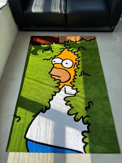 Homer in the bushes rug, living room wool luxury carpet