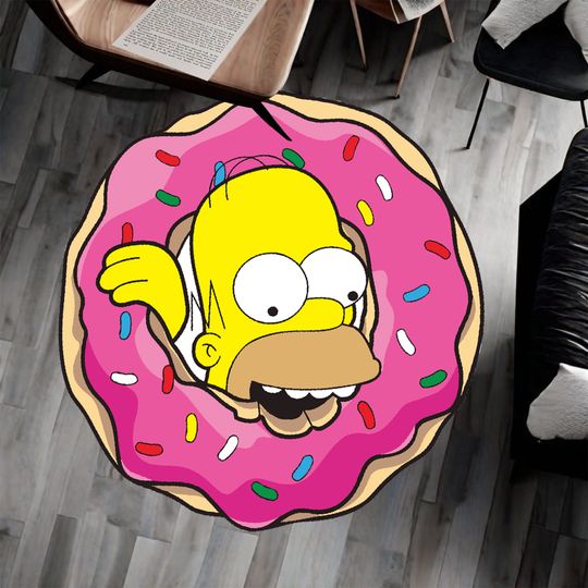 Simpsons Rug, Donut Rug, Popular TV Rug, Area Rug, Modern Rug, Home Decor