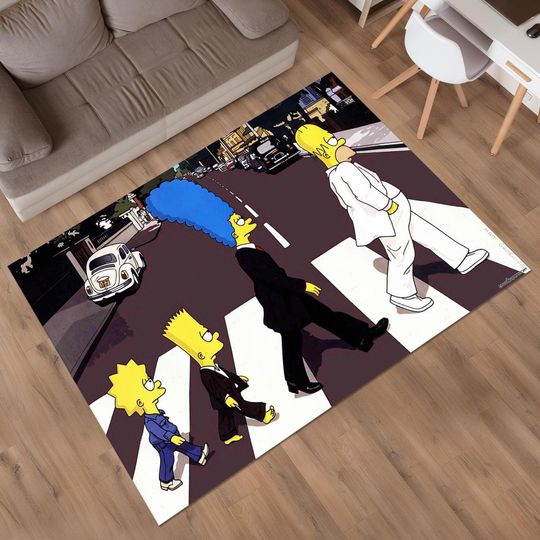 Simpsons Crosswalk Rug, The Simpsons, Colorful Rug, Custom Area Rug, Anime Decor
