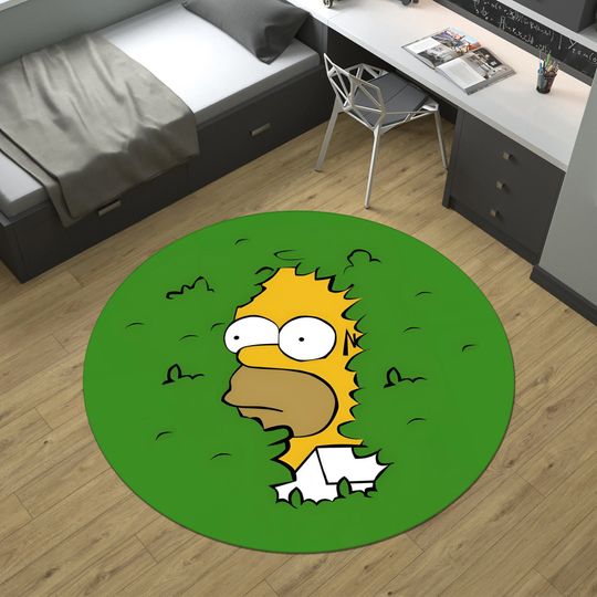 Simpsons Rug, Legend Rug, Adult Rug, Green Round Rug, Custom Area Rug, Anime Decor, Gift