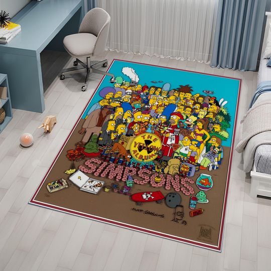 Simpsons Characters Rug, Simpsons Rug, Colorful Rug, Legend Rug, Custom Area Rug, Gift