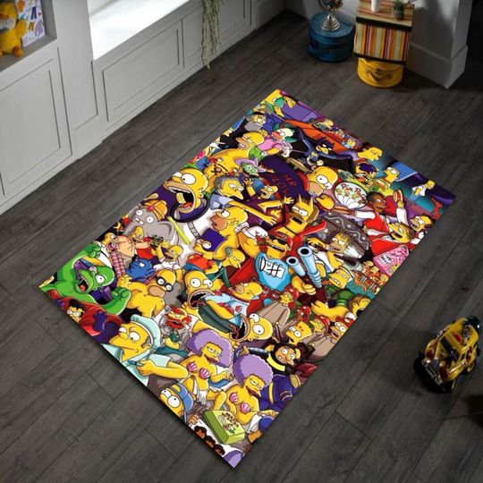 Simpsons Rug, Colorful Kids Room Rug, Modern Non-Slip Rug, Nursery Decor, Gift