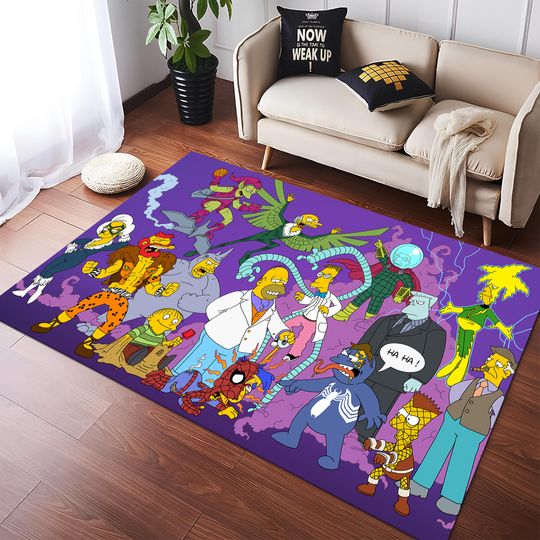Simpsons Rug, Marvel Rug, Funny Rug, Colorful Rug, Custom Area Rug, Anime Decor, Gift