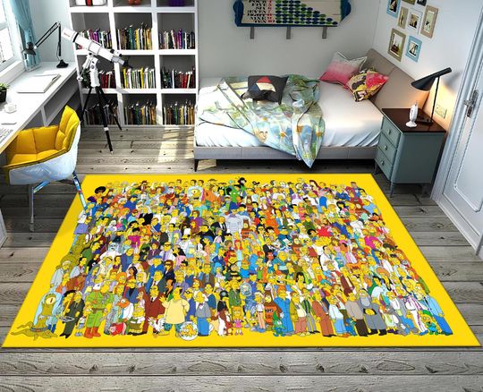 Simpsons Rug, Simpsons Characters Rug, Colorful Rug, Legend Rug, Custom Area Rug, Gift