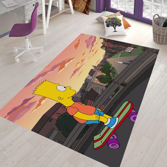 Simpsons Rug, Colorful Kids Room Rug, Modern Non-Slip Rug, Nursery Decor, Gift