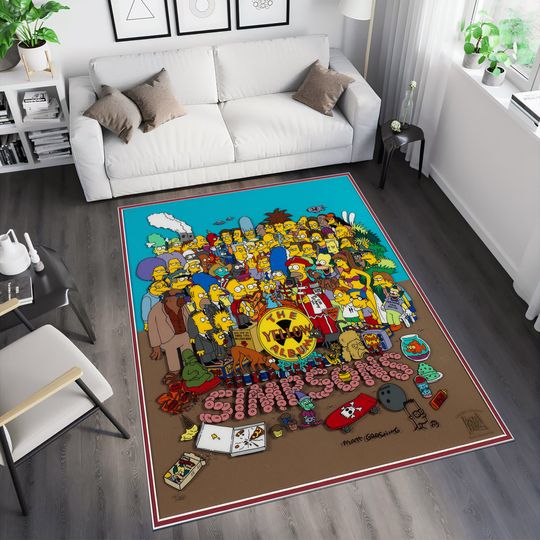 Simpsons Characters Rug, Simpsons Rug, Colorful Rug, Legend Rug, Custom Area Rug, Gift