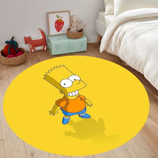 Simpsons Round Rug, Colorful Kids Room Rug, Modern Non-Slip Rug, Nursery Decor, Gift