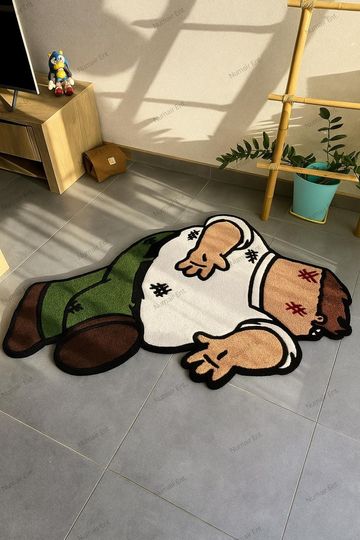 Peter Griffin smashed rug, family guy custom rug tufting, Cool Gift for Fans