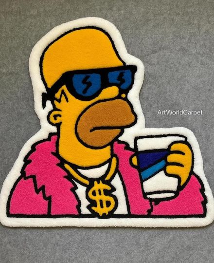 Lisa Simpson Tufted Rug, 3D Cartoon Rug, Cute Handmade Floor Rug, Fluffy Rug, Gift for Her