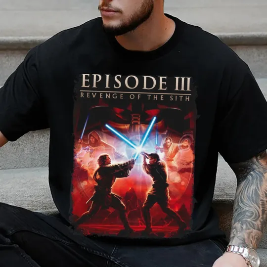 Star Wars Episode III Revenge of the Sith Fight Light Saber T-Shirt for Men and Women