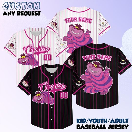 Personalized The Cheshire Cat Baseball Jersey, Custom Alice in Wonderland Jersey Shirt