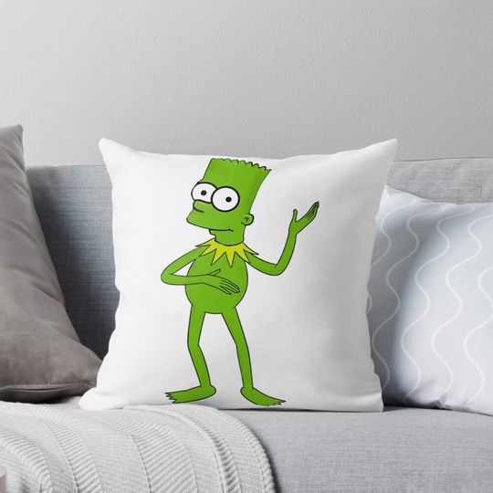 Bart The Frog Pillow, simpson throw pillows decor, Gift for Fan