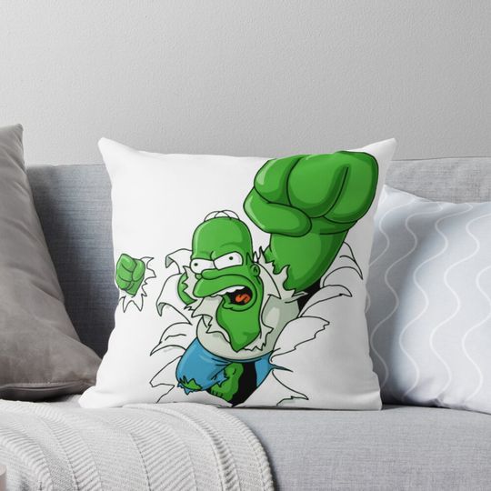 Hulk homer Pillow, simpson throw pillows decor, Gift for Fan