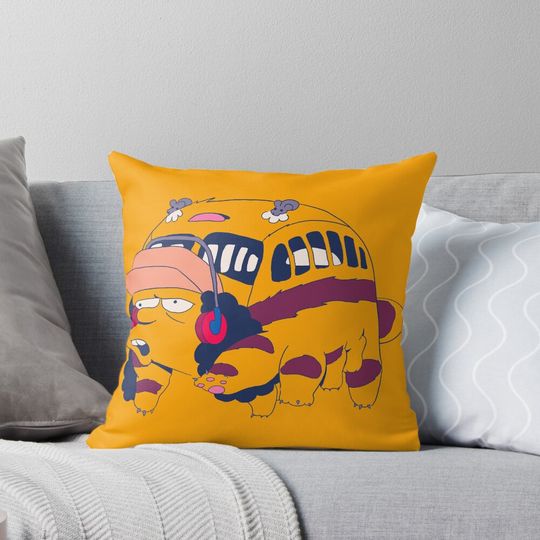 Livin’ The Dream - Otto X Catbus mash-up Pillow, simpson throw pillows decor, Gift for Fan