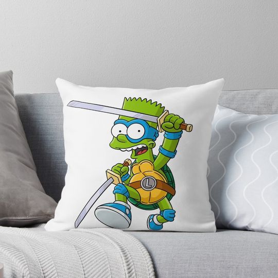 Ninja Turtle Bart - TMNT - SIMPSONS Pillow, simpson throw pillows decor, Gift for Fan