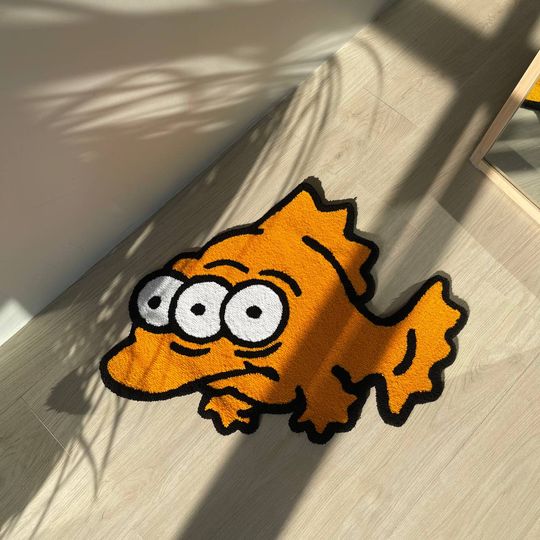 Three-Eyed Fish Rug Inspired by the Popular Cartoon - Cool Gift Idea for Best Friends, Kids, Roommates or Siblings