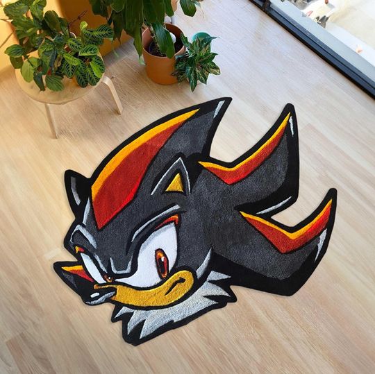 Shadow Hedgehog Shaped Rug, Sonic GameCube Round Carpet, Sonic Fan Gift