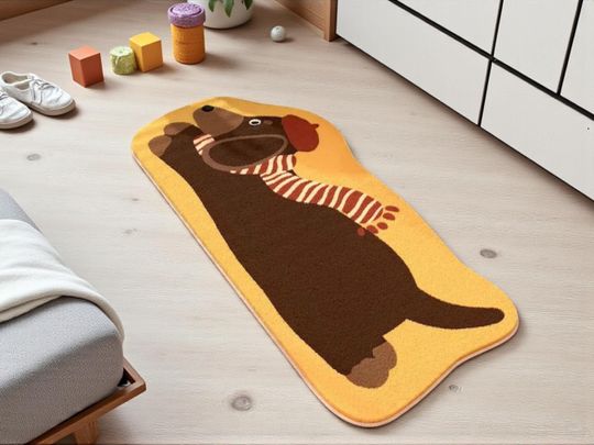 Cartoon Dog Plush Rug | Soft Imitation Cashmere Anti-Slip Floor Mat for Bedroom