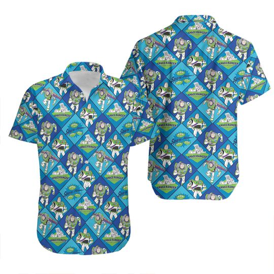 Buzz Lightyear Hawaiian Shirt, Toy Story Buzz Space Ranger Button Shirt, Disney Summer Vacation Aloha Shirt, Summer Gift For Him