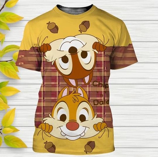Chip And Dale Couple Squirrel Merry Christmas Winter Holiday Tshirt 3D
