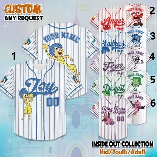 Custom Inside Out Collection Baseball Jersey, Disney Inside Out Baseball Shirt, Disneyland Family Matching Jersey, Disney Birthday Gift