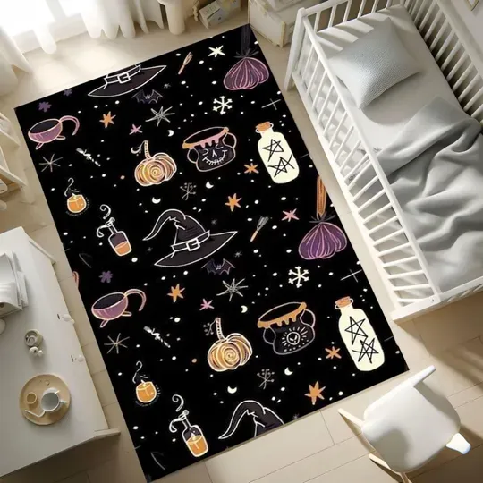 Witch Halloween Rug, Gift Rug for Halloween