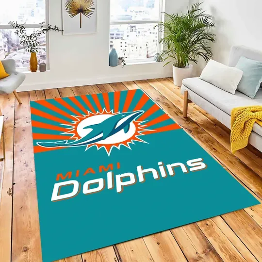 American Football Rug, Miami Football Team Dolphins Rug
