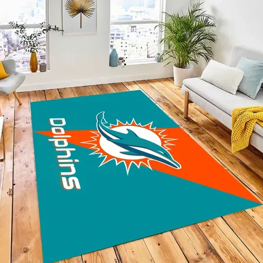 American Football Rug, Miami Football Team Dolphins Rug