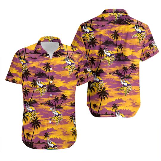 Minnesota Football Team Vikingss Hawaiian Button Down Shirt