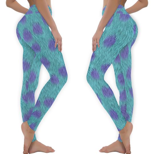Premium Yoga Waist Full Length Leggings - Sully Inspired Fur Monsters Inc